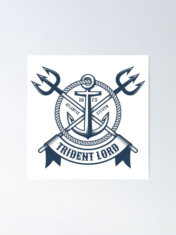 Vintage hipster navy tattoo print with tridents and anchors - Trident -  Tapestry | TeePublic