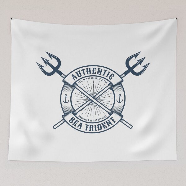 Item preview, Vintage marine navy tattoo print with tridents ribbons and anchors designed and sold by Agor2012.