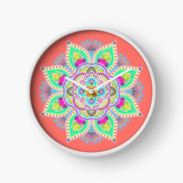 Item preview, Mandala 4 - Geometric Pattern with White Outline - on Living Coral by Amanda M Lucas designed and sold by Amanda Lucas.
