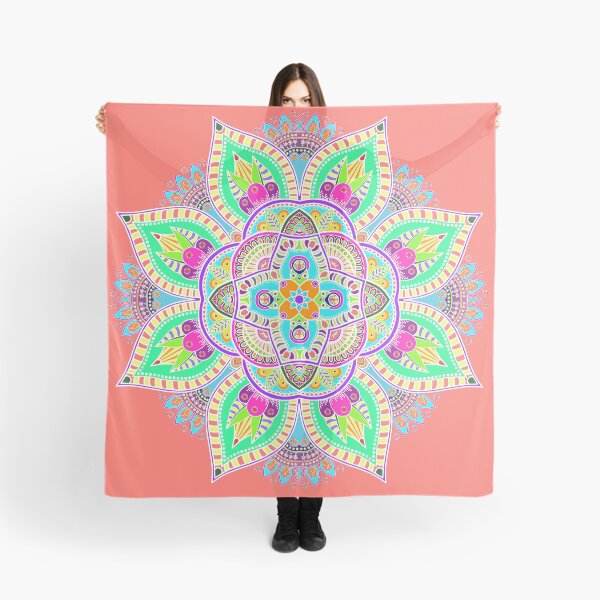 Item preview, Mandala 4 - Geometric Pattern with White Outline - on Living Coral by Amanda M Lucas designed and sold by Amanda Lucas.