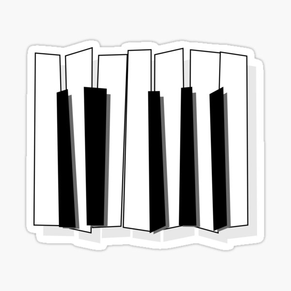 "Modern cartoon style black and white piano keys" Sticker by UDDesign