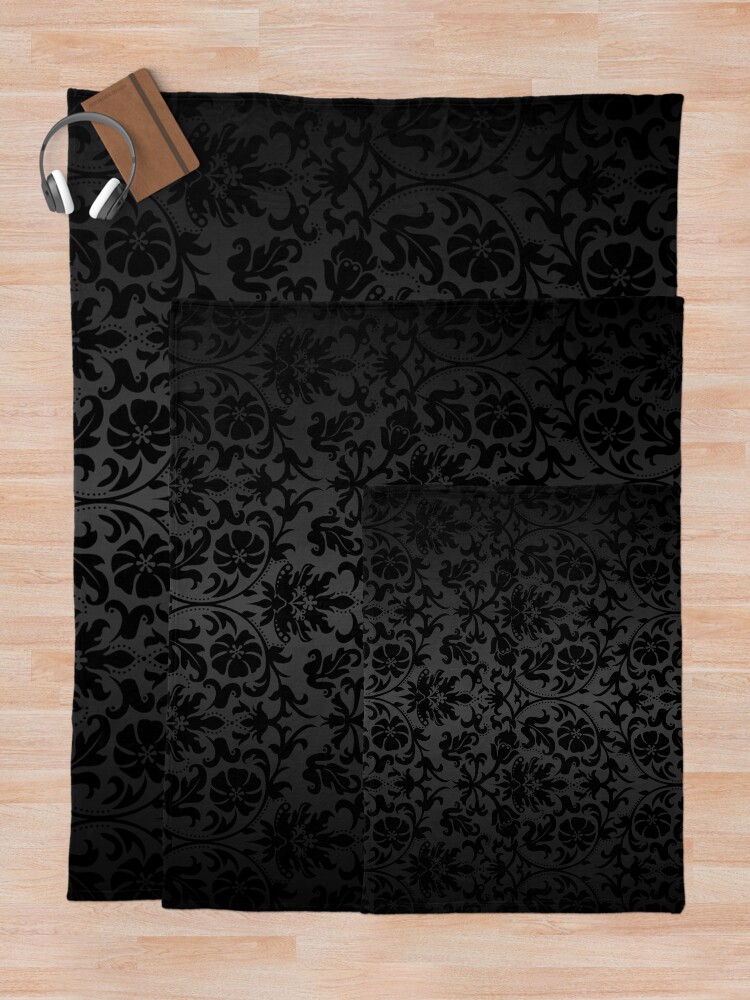 "Black Floral Damask" Throw Blanket for Sale by DonnaSiggy Redbubble