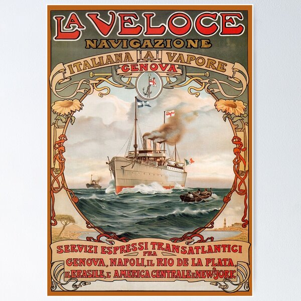 Vintage Boat Poster, Ship Poster Classics of France, Italian and