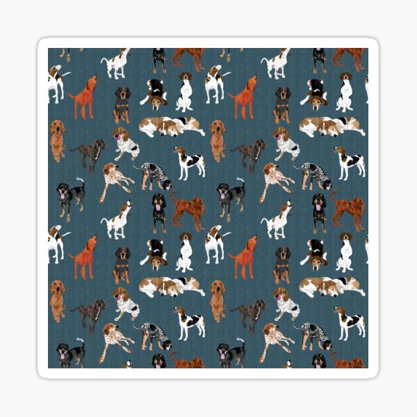 Item preview, Coonhounds on Dark Teal designed and sold by ArtofACoonhound.