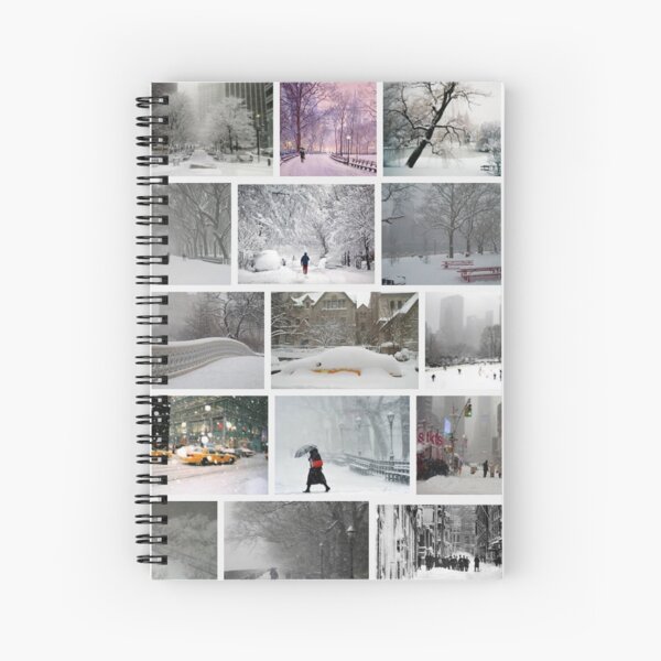 NY, New York, Snow, Collage, Adaptation, Winter, winter, snow, window, cold, outdoors, frost, nature, horizontal, no people, modern, water, non-urban scene, day Spiral Notebook