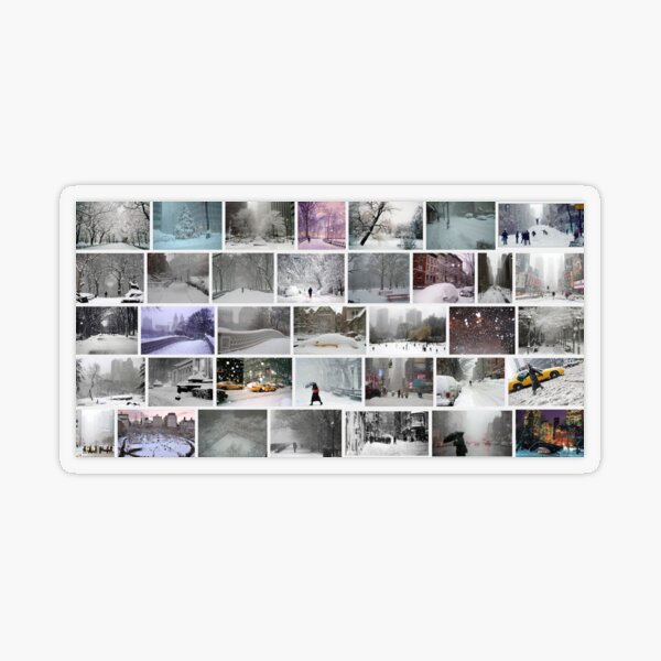 NY, New York, Snow, Collage, Adaptation, Winter, winter, snow, window, cold, outdoors, frost, nature, horizontal, no people, modern, water, non-urban scene, day Transparent Sticker