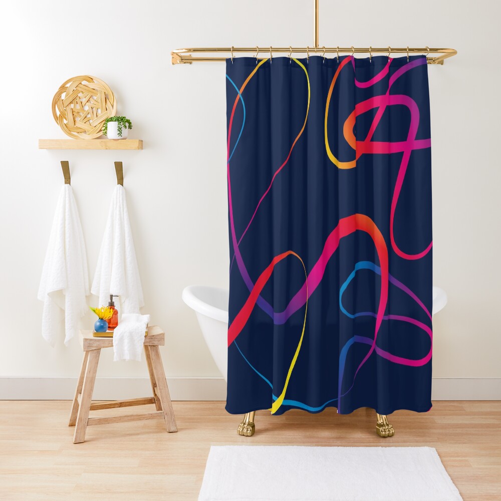 Abstract elegant lines in rainbow colors Shower Curtain