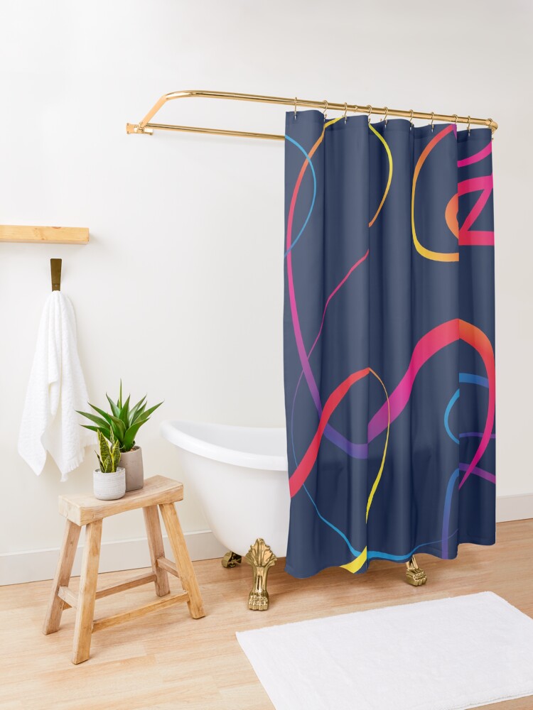 Alternate view of Abstract elegant lines in rainbow colors Shower Curtain