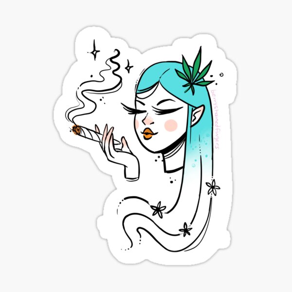 Ganja Girl Blue Sticker