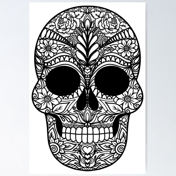 Floral Skull Coloring Pages, Set of 3 Printable Coloring Sheets