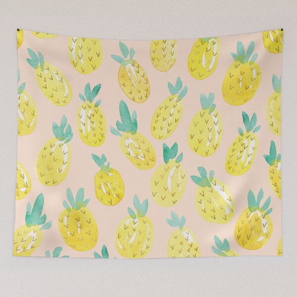 Item preview, Watercolour Pineapples on Peach designed and sold by RebeccaFlaherty.