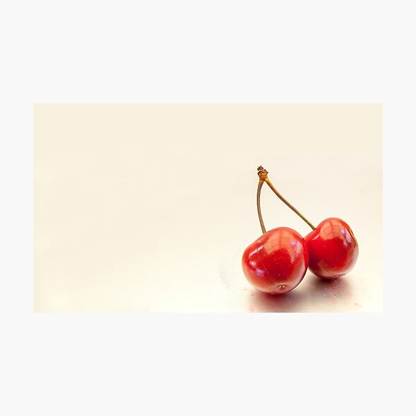 Two red cherries Photographic Print