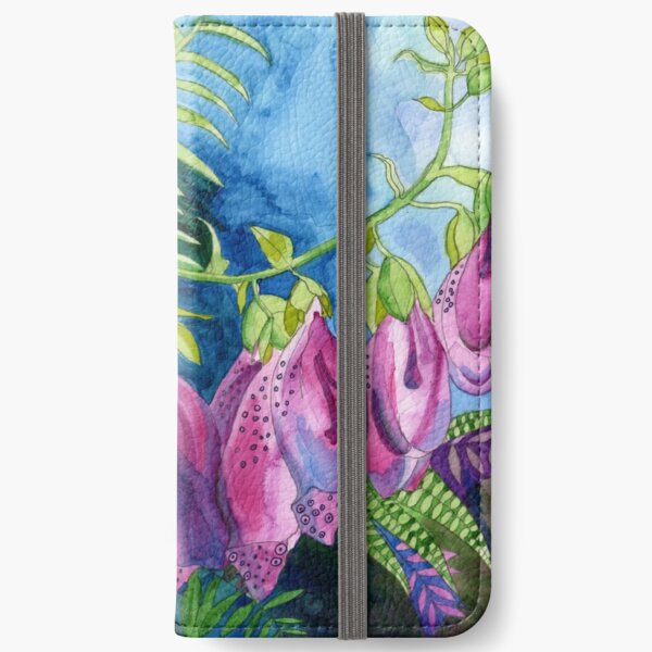 Pink Foxglove watercolour painting iPhone Wallet