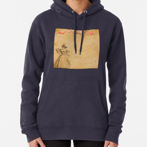 Rustic,old fashioned,victorian,collage,grunge,worn,old,parchment,floral,roses,elegant lady Pullover Hoodie