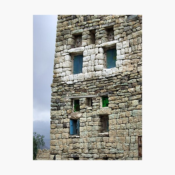 Symbols on the wall (16) - tower house near Al Hajjarah Photographic Print