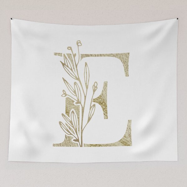 Item preview, Letter E Alphabet Initial Monogram Gold Floral designed and sold by Bunnyfuncake.