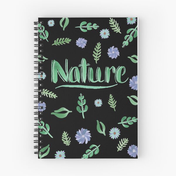 Item preview, Green Watercolor Brush Lettering - Nature with Leaves and Flowers on Black designed and sold by Karen McFarland.