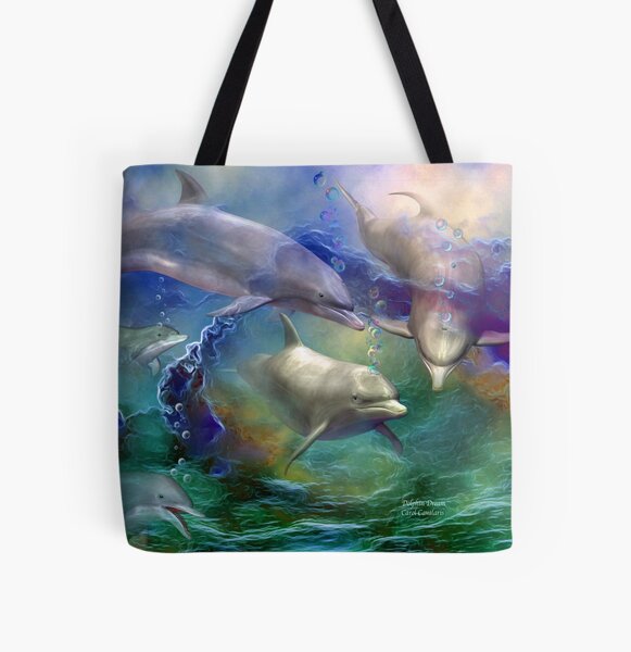 3d Tote Bag Handle Satchel Tote Bag Women Purse Messenger Bags Tote With Zipper Cartoon Cute Water Creature Dolphin Printing Large Shoulder Bags 