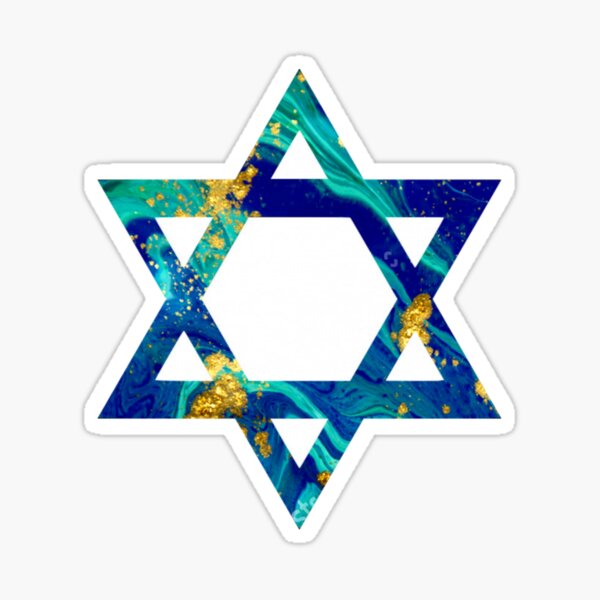 Blue & Gold Marble Star of David Sticker