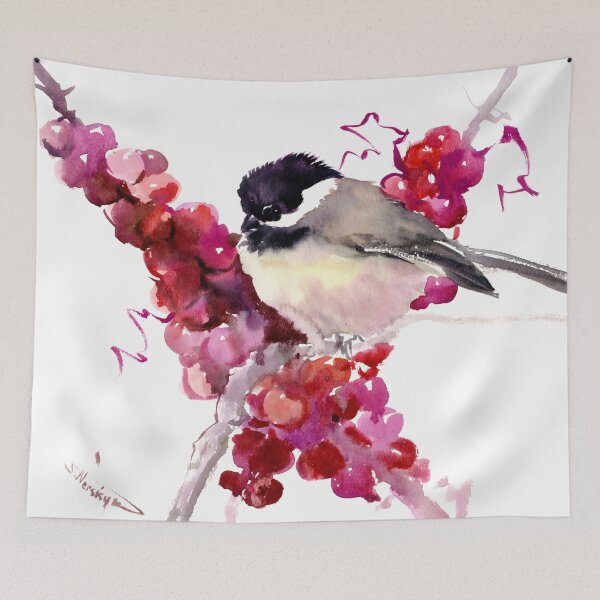 Item preview, Bird, Chickadee and Berries designed and sold by surenart.