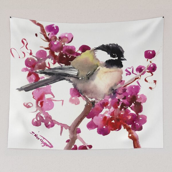 Item preview, Chickadee Bird and Berries decor designed and sold by surenart.