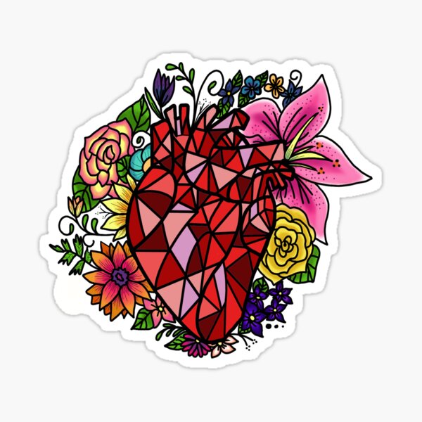Floral Geometric Heart Sticker