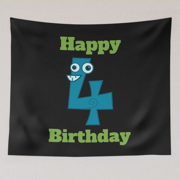 Item preview, Happy 4th Birthday, Happy fourth Birthday for boys or girls  designed and sold by marosharaf.