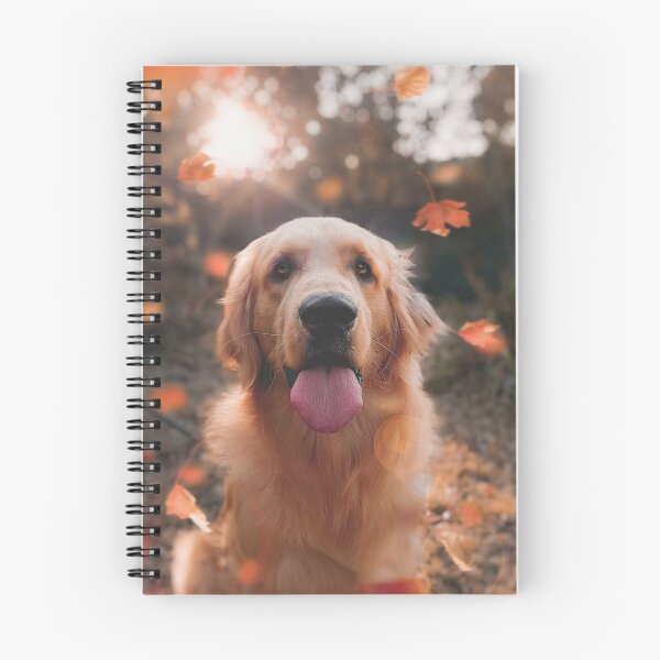 Item preview, Happy golden retriever in falling leaves designed and sold by DelightfulArts.