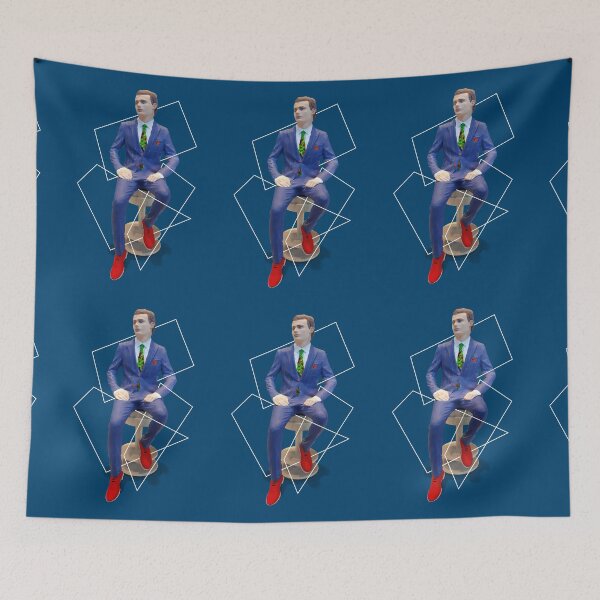 Item preview, Young Man in Blue Suit and Red Shoes Sitting on a Stool designed and sold by KALEIDOSCOPE UK.