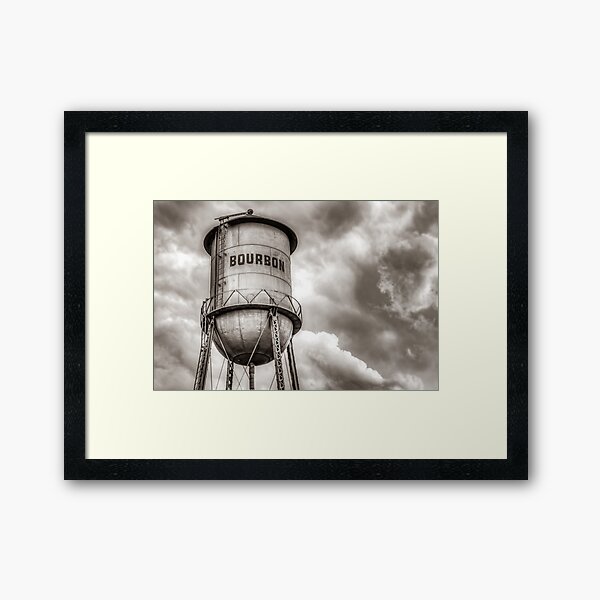 Item preview, Bourbon Water Tower Whiskey Barrel With Clouds - Sepia Edition designed and sold by Gregory Ballos.
