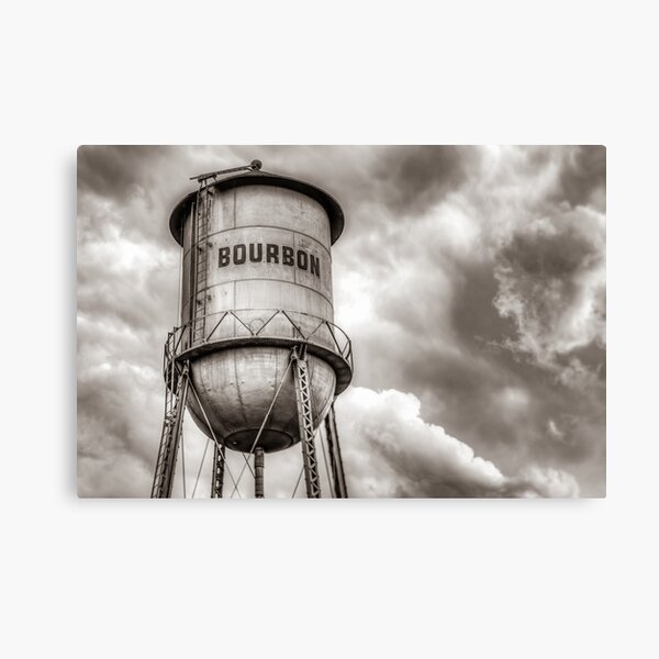 Item preview, Bourbon Water Tower Whiskey Barrel With Clouds - Sepia Edition designed and sold by Gregory Ballos.