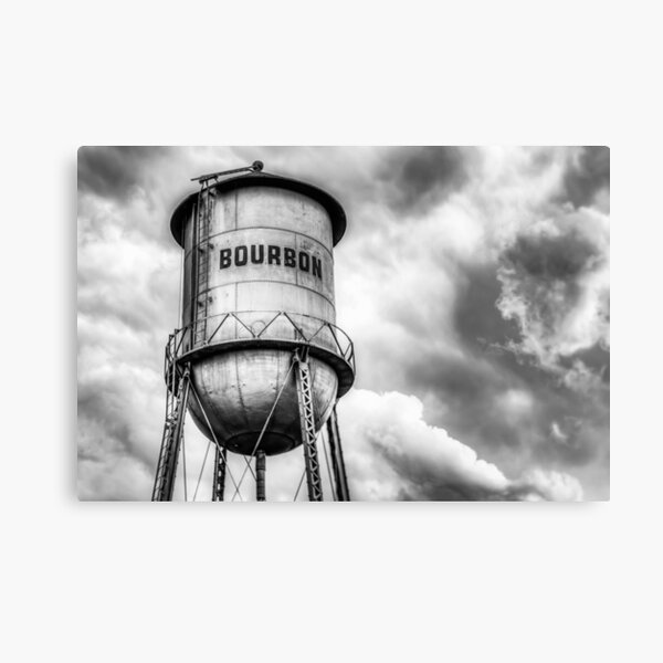 Item preview, Bourbon Water Tower Whiskey Barrel With Clouds - Monochrome Edition designed and sold by Gregory Ballos.