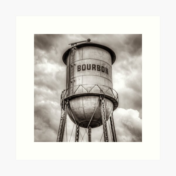 Item preview, Bourbon Sepia Whiskey Water Tower Barrel and Cloudy Skies designed and sold by Gregory Ballos.