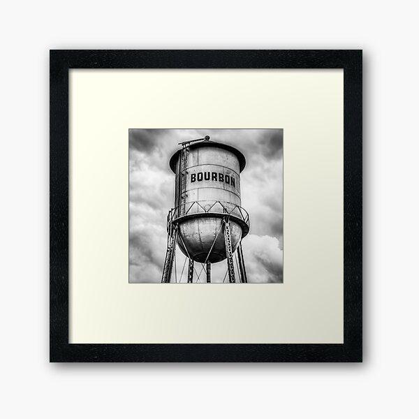 Item preview, Bourbon Monochrome Whiskey Water Tower Barrel and Cloudy Skies designed and sold by Gregory Ballos.