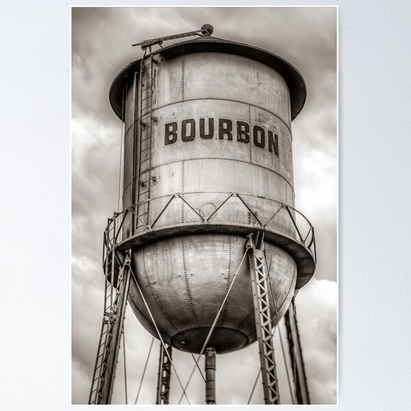 Item preview, Unique Whiskey Bourbon Barrel Water Tower - Sepia designed and sold by Gregory Ballos.