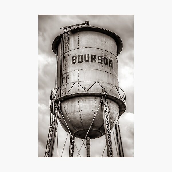 Item preview, Unique Whiskey Bourbon Barrel Water Tower - Sepia designed and sold by Gregory Ballos.