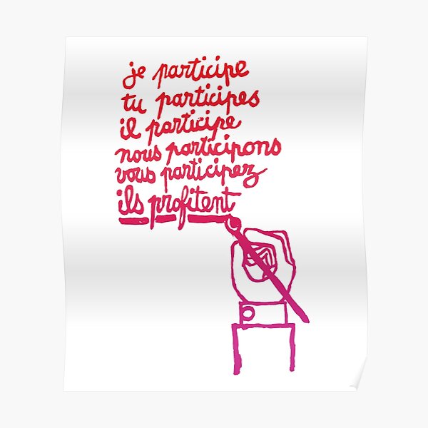 Paris Revolt, May 68: 'JE PARTICIPE': Graduated Red to Deep Pink Purple Poster