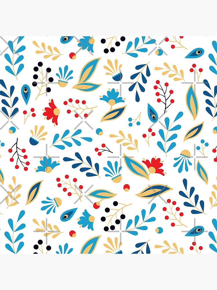 Folk Leaves and Flowers Bright by nadyanadya