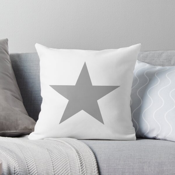 Grey Star on white. Throw Pillow