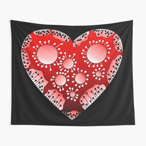 Rotes Herz mit Punkten Wandbehang
