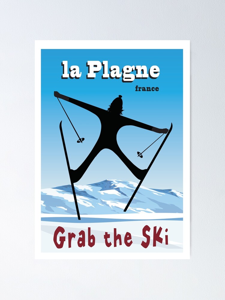 La Plagne French Alps Ski Vintage Travel Poster