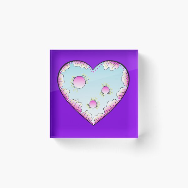 Magisches Herz Pink und Türkis Acrylblock