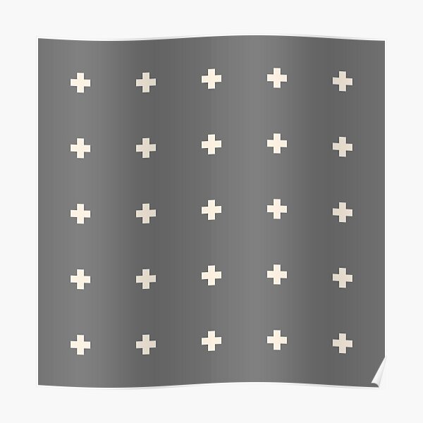 Swiss Cross in grey and cream Poster