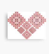 Heart cross-stitch ornamental folk Metal Print