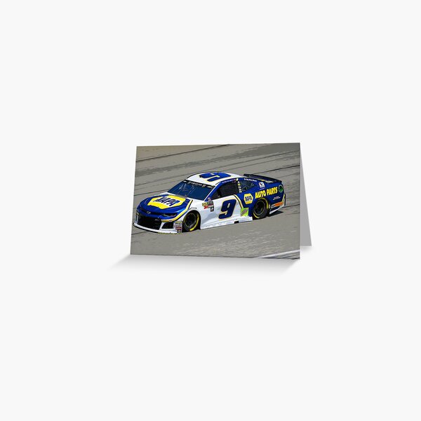 Chase Elliot racing in his Chevy Greeting Card