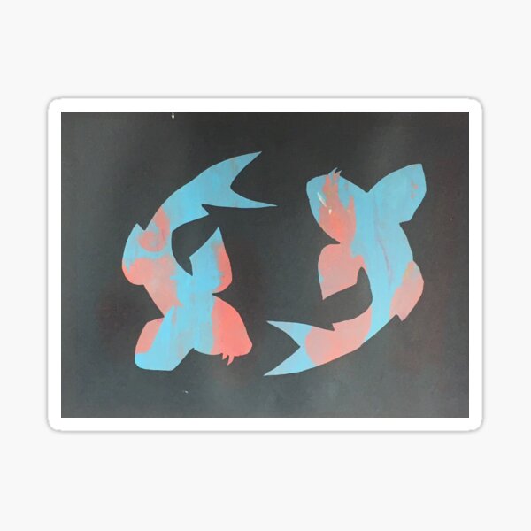 Vista previa del artículo con la obra «Serigrafía de peces Koi azul y rojo», diseñado y vendido por tprimrose.