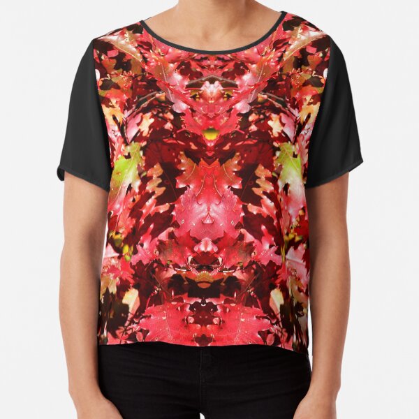 Autumn Oak Leaves Chiffon Top