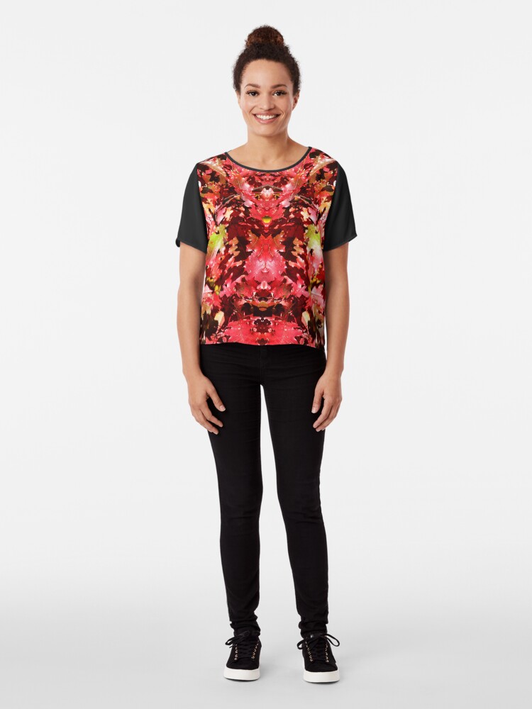 Alternate view of Autumn Oak Leaves Chiffon Top