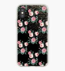 Romantische Pfingstrose mit Blumen und goldenem Konfettientwurf iPhone-Hülle & Cover