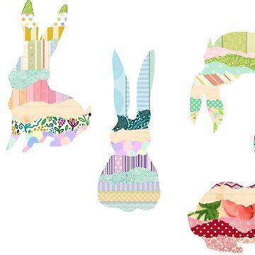 Artwork thumbnail, Spring Birthday Cake Easter Bunny Rabbits by tinaschofield